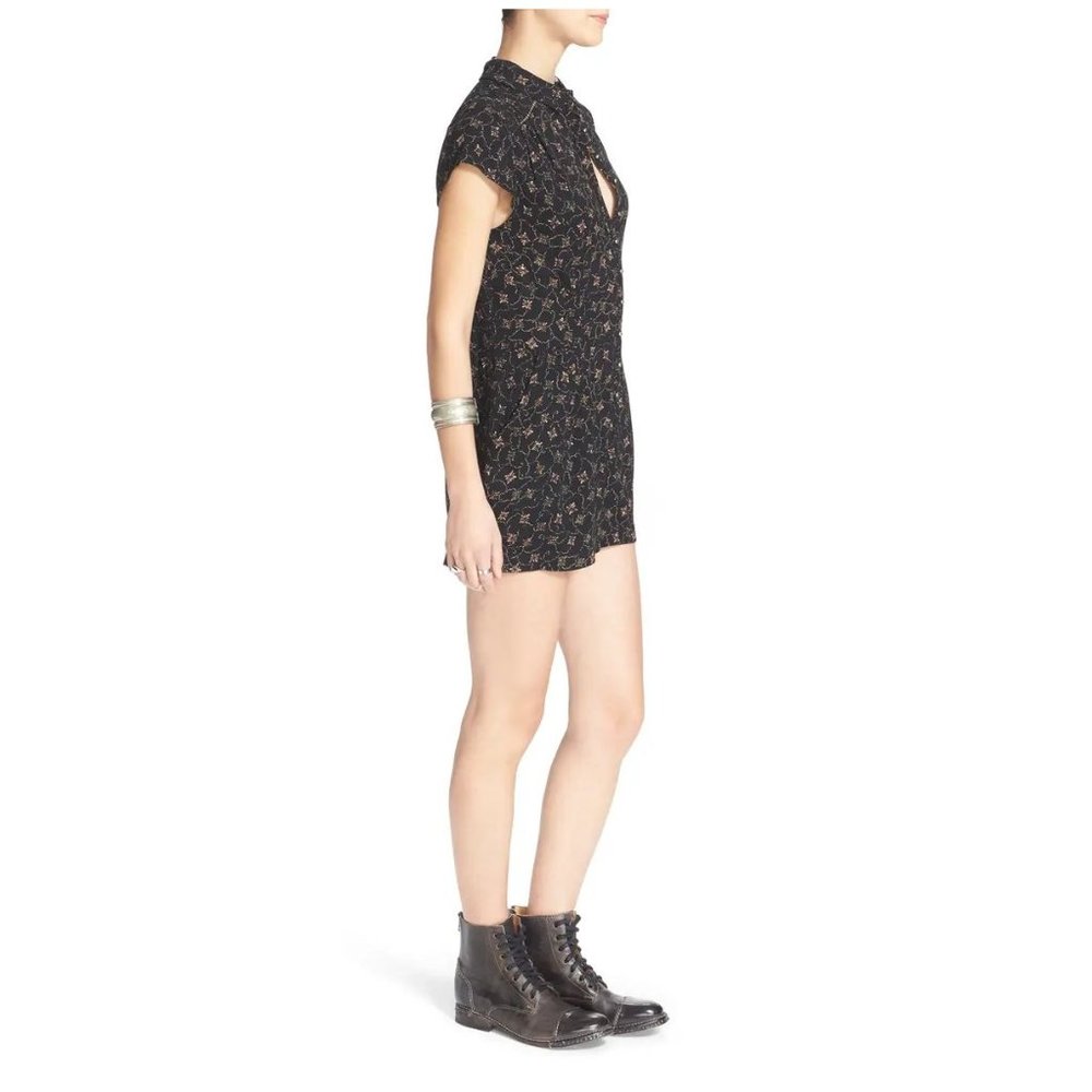 297 FREE PEOPLE Debby Dot Deeby Floral Romper Playsuit Black sz S Women's Casual - Picture 12 of 14